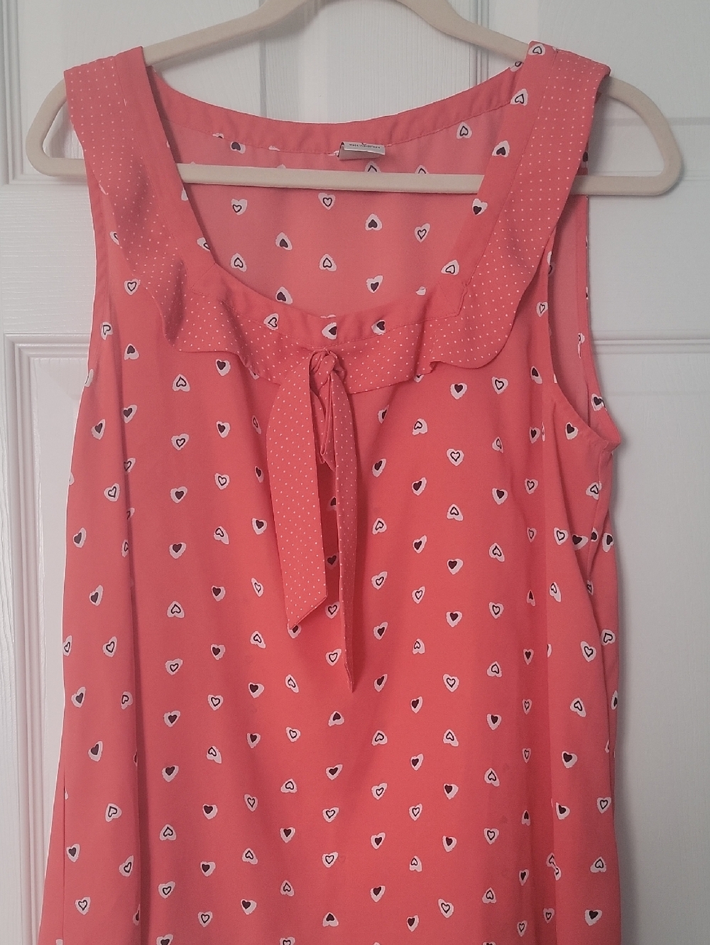 Disney Coral Pink Heart Print Tie-Neck Sleeveless Camisole